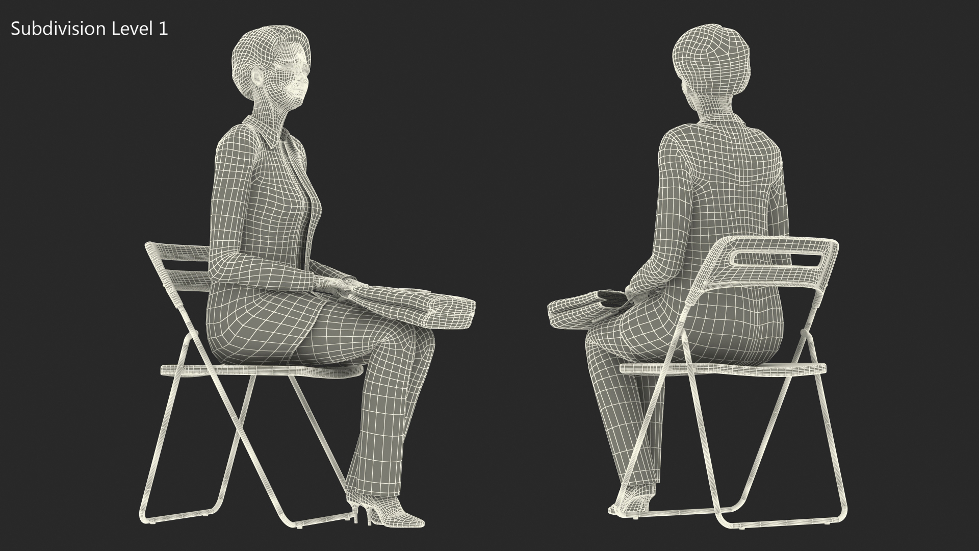 3D Korean Old Lady Everyday Style Sitting model