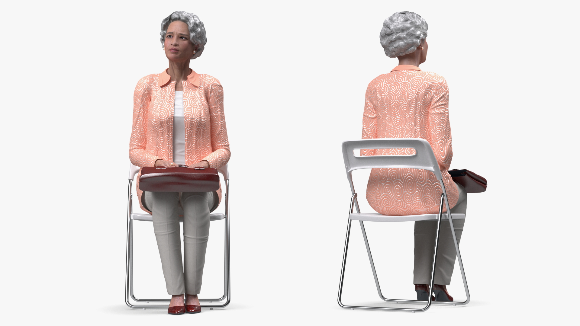 3D Korean Old Lady Everyday Style Sitting model