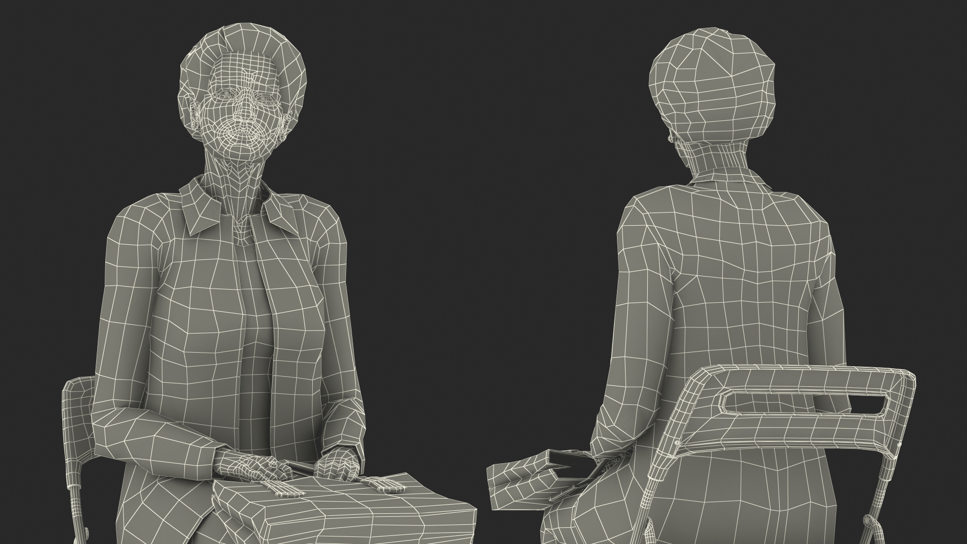 3D Korean Old Lady Everyday Style Sitting model