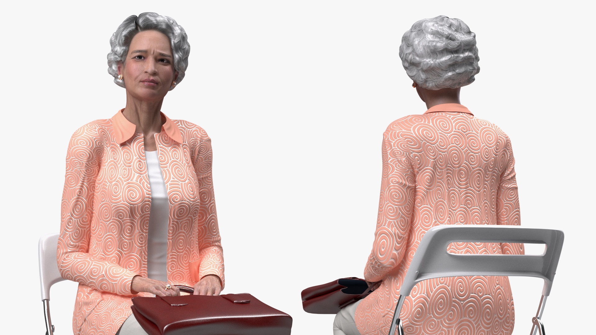 3D Korean Old Lady Everyday Style Sitting model