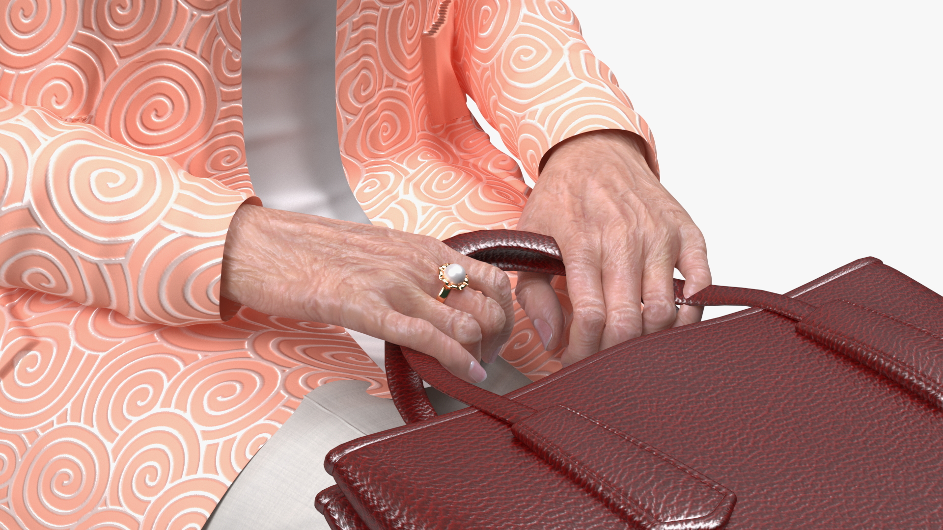 3D Korean Old Lady Everyday Style Sitting model