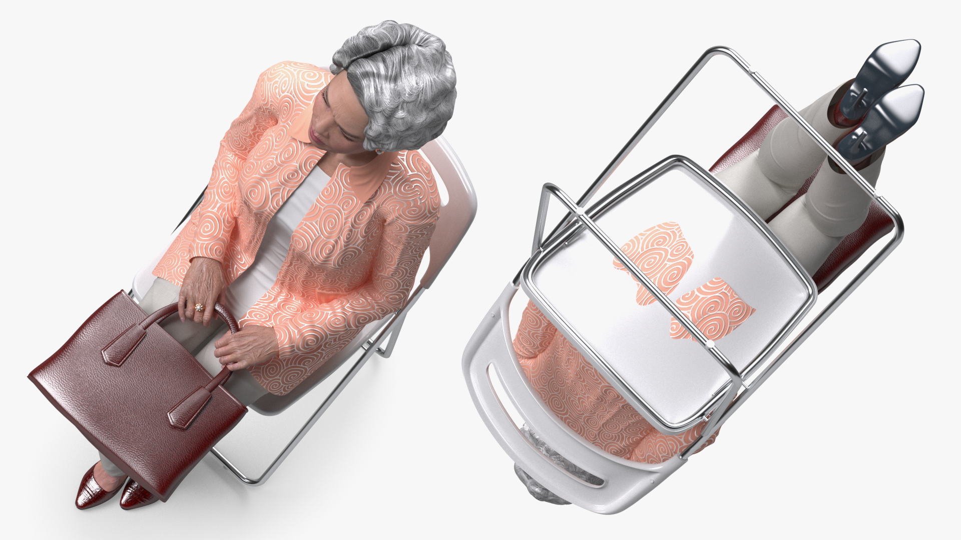 3D Korean Old Lady Everyday Style Sitting model