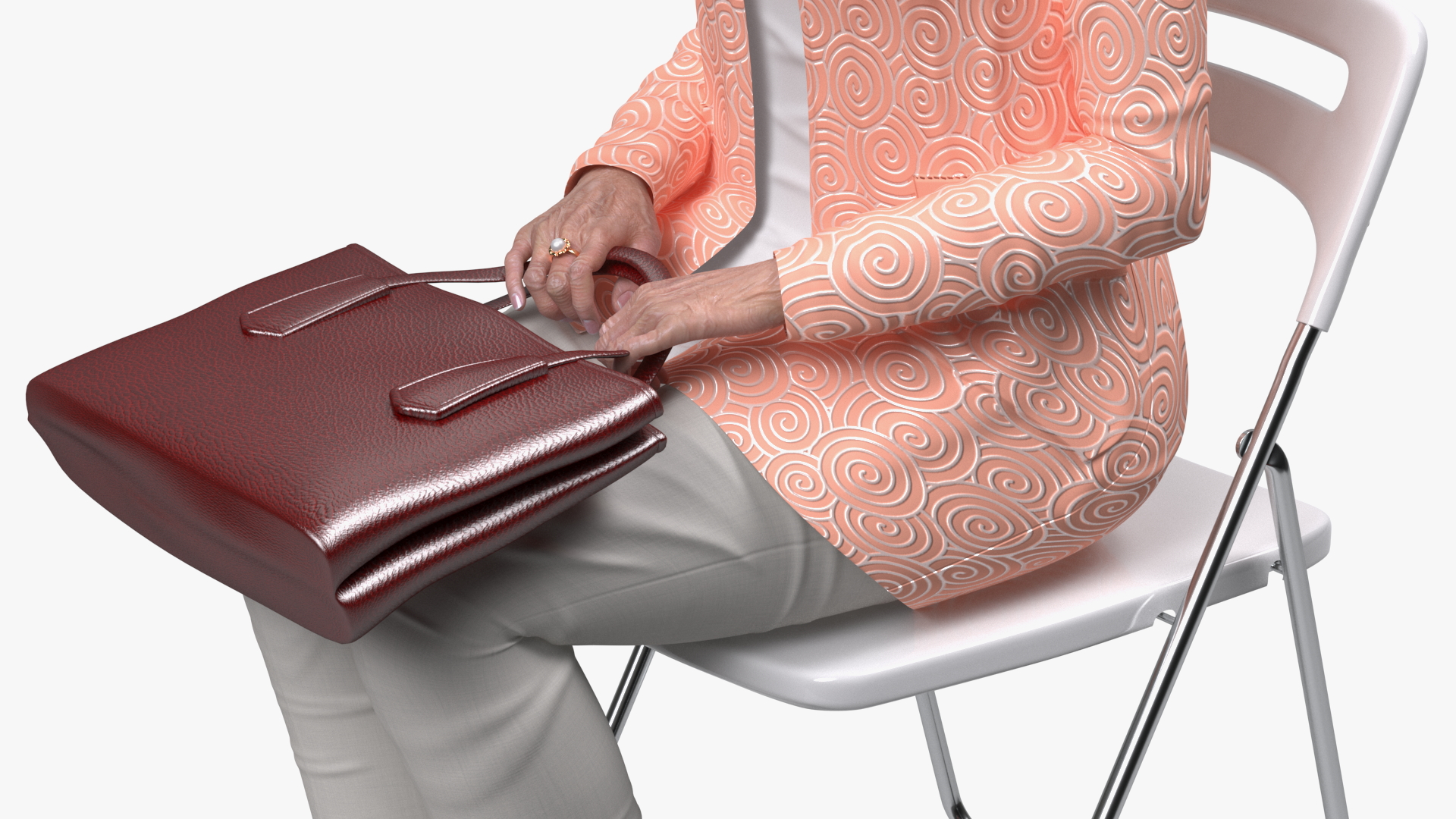 3D Korean Old Lady Everyday Style Sitting model