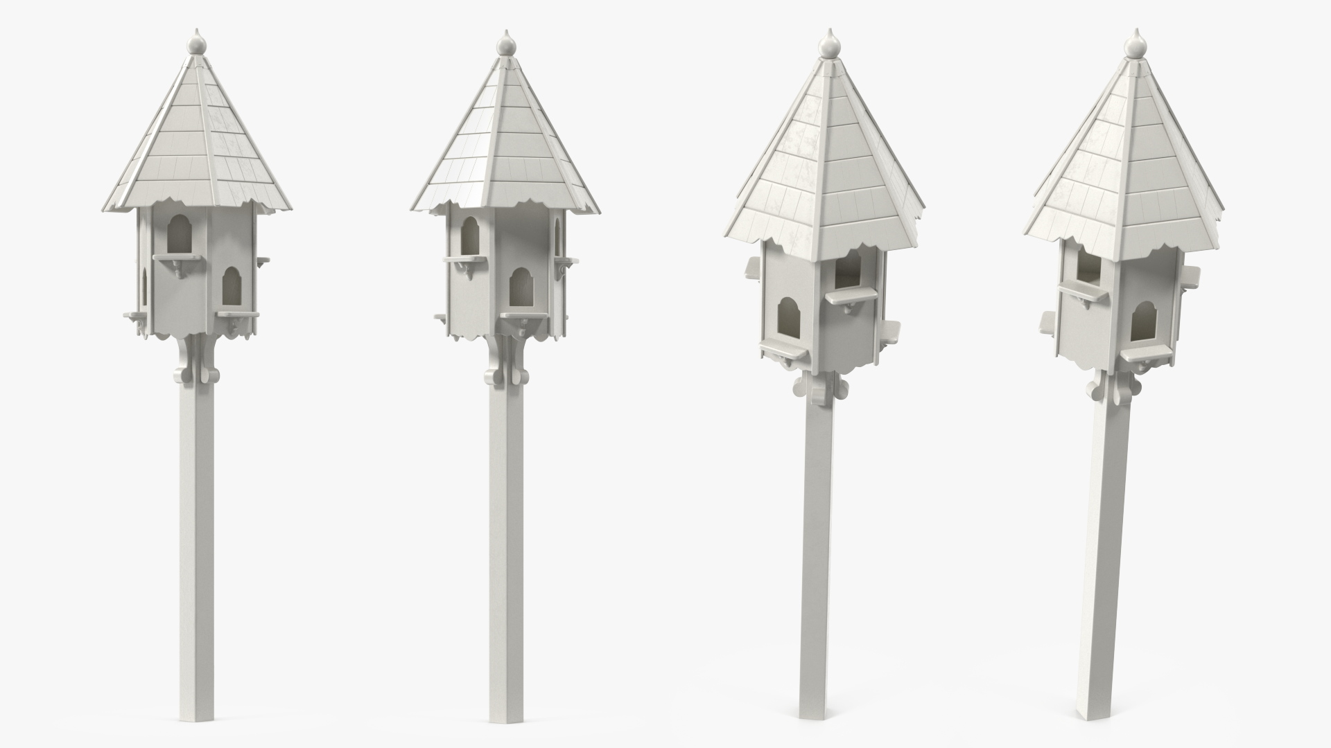 3D Six Nest Dovecote Painted White