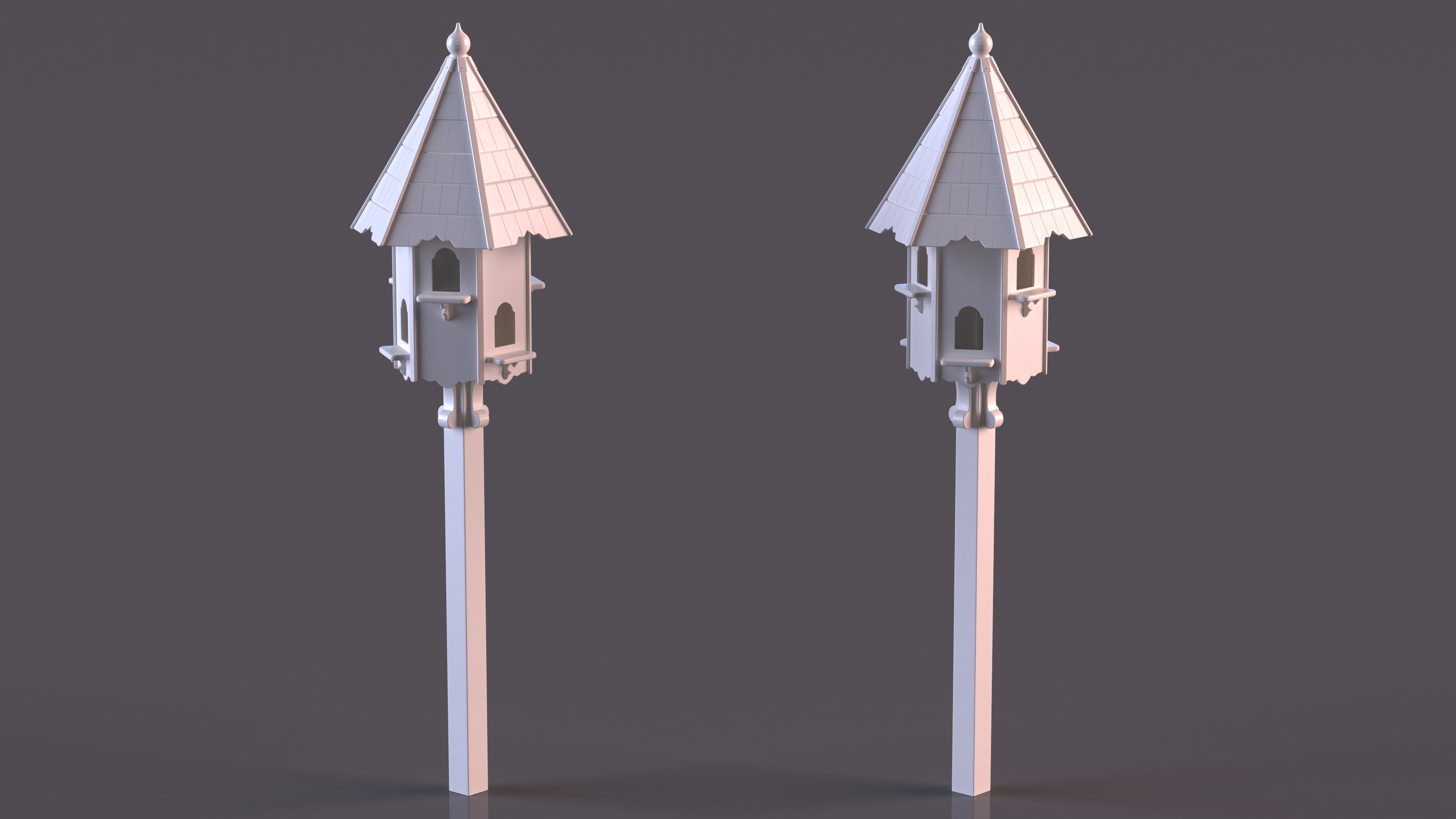 3D Six Nest Dovecote Painted White