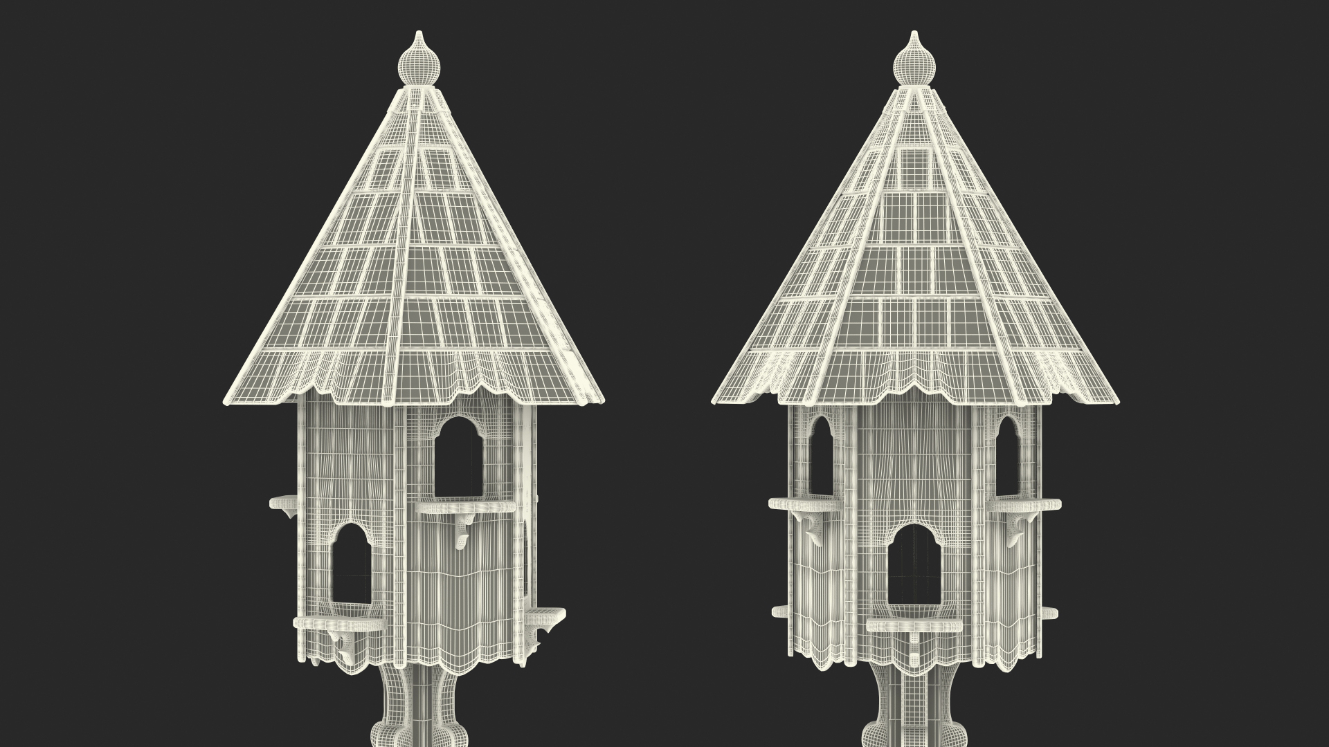 3D Six Nest Dovecote Painted White
