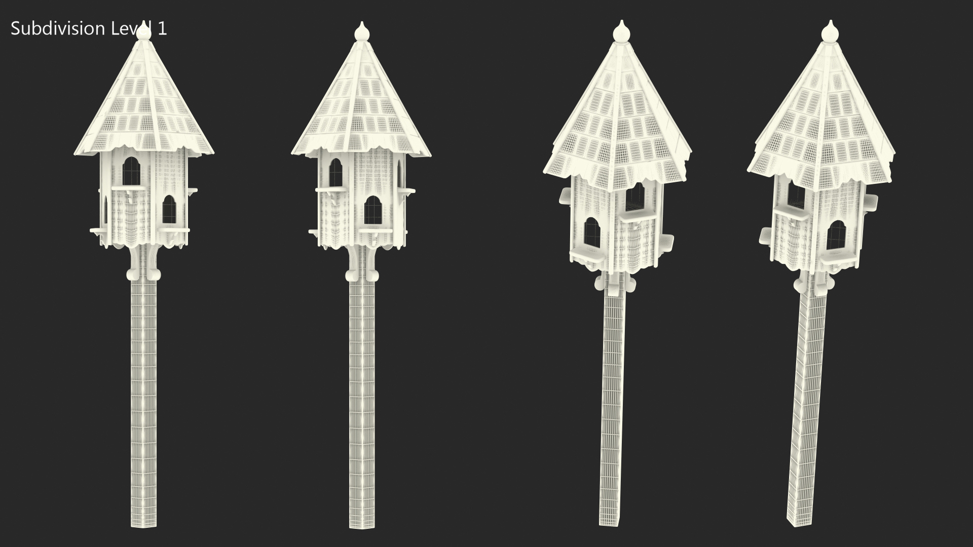 3D Six Nest Dovecote Painted White