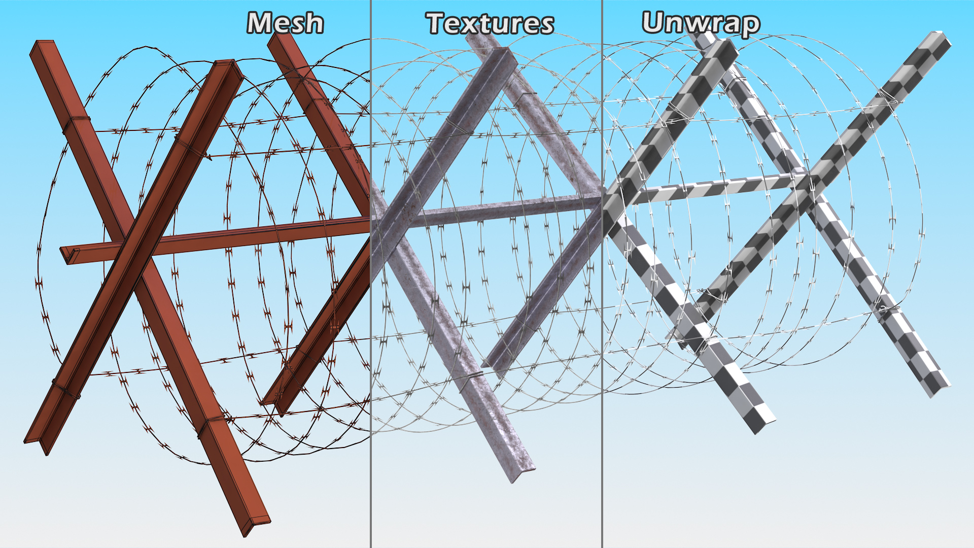 3D Razor Wire Coil Block
