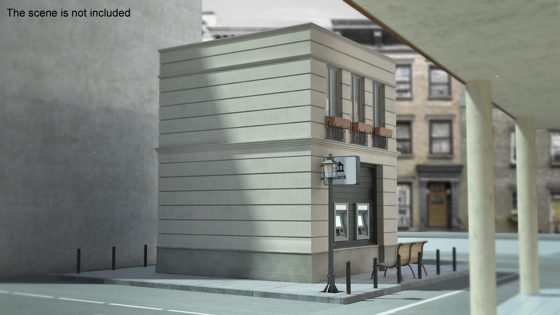 3D Small Bank Branch Building