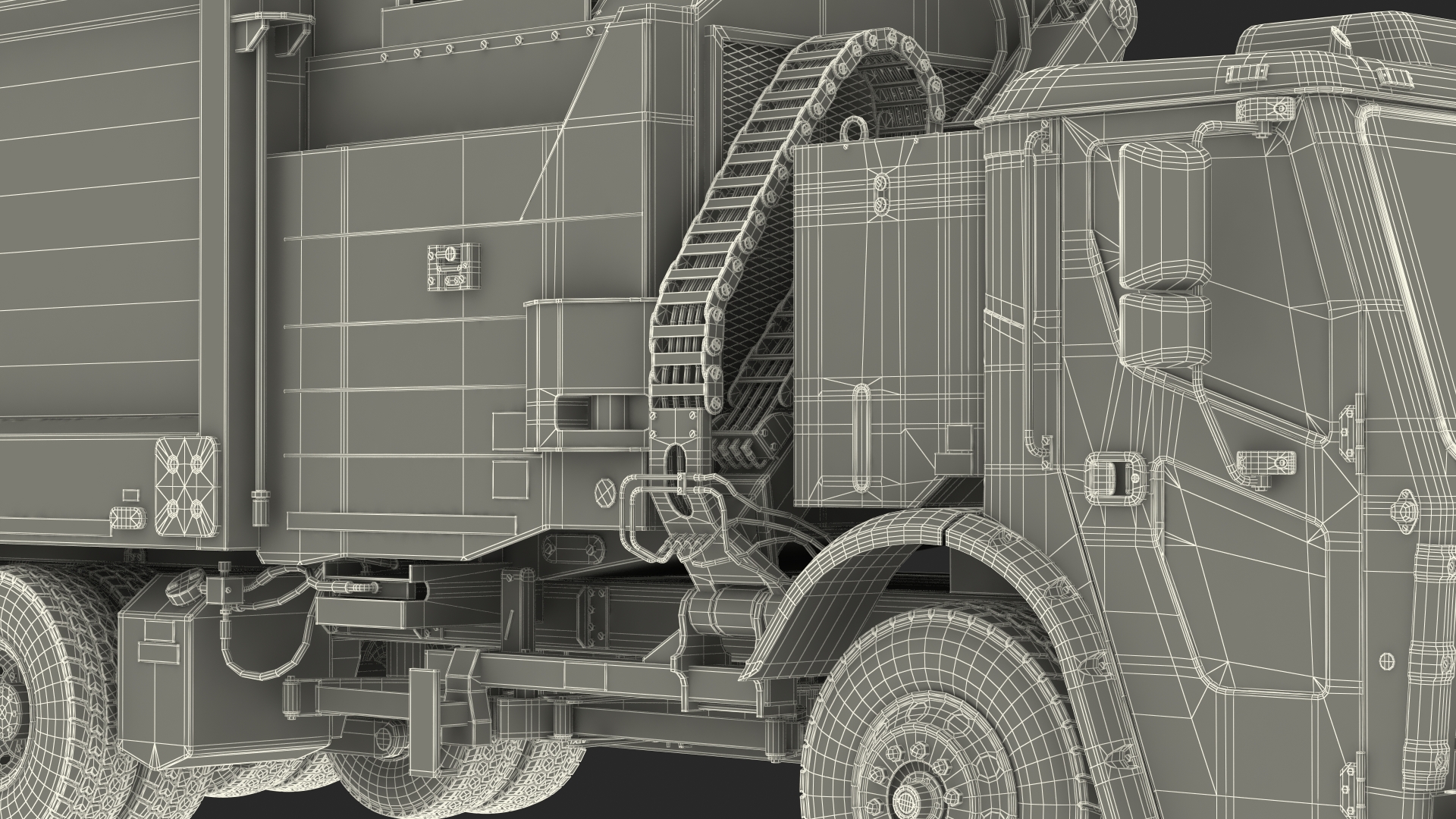 3D model Refuse Truck Electric Green Simple Interior Rigged