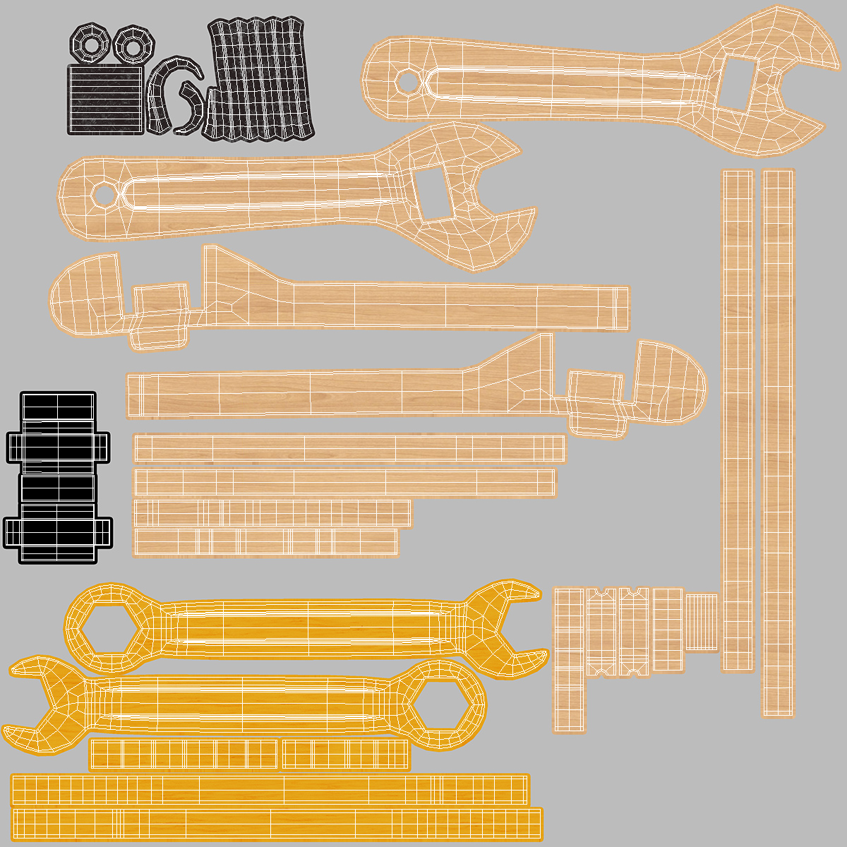 Wooden Wrench Toys Set 3D