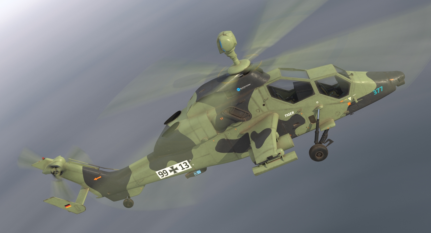 3D Eurocopter Tiger EC665 German Rigged