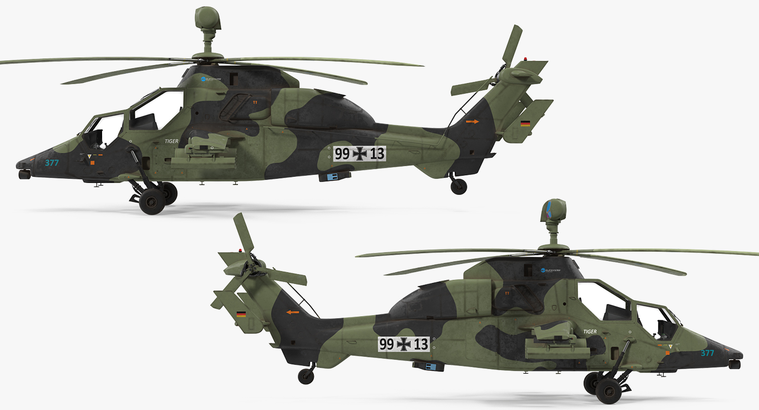 3D Eurocopter Tiger EC665 German Rigged