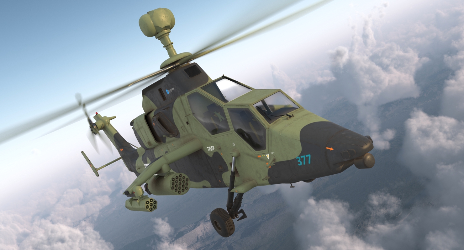 3D Eurocopter Tiger EC665 German Rigged