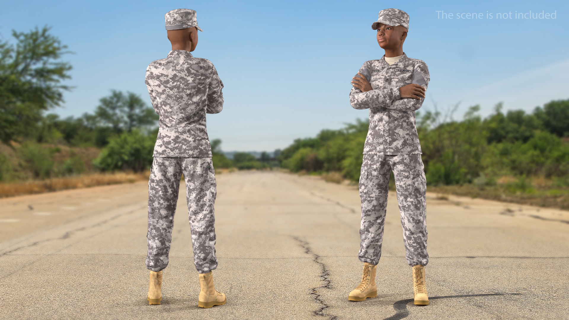 3D Black Female Soldier Military ACU model