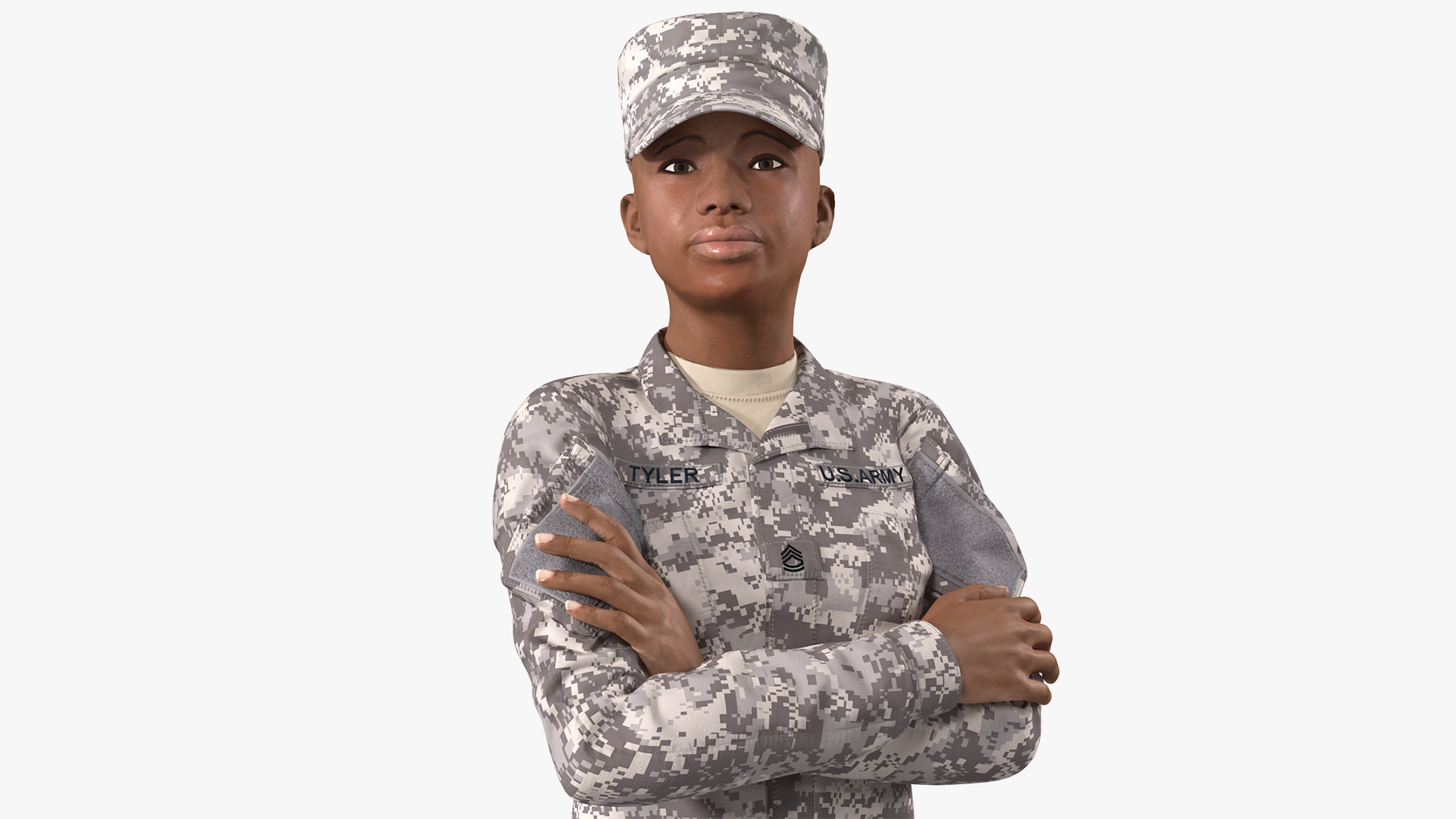 3D Black Female Soldier Military ACU model