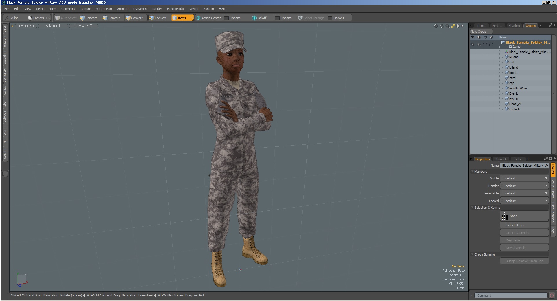 3D Black Female Soldier Military ACU model