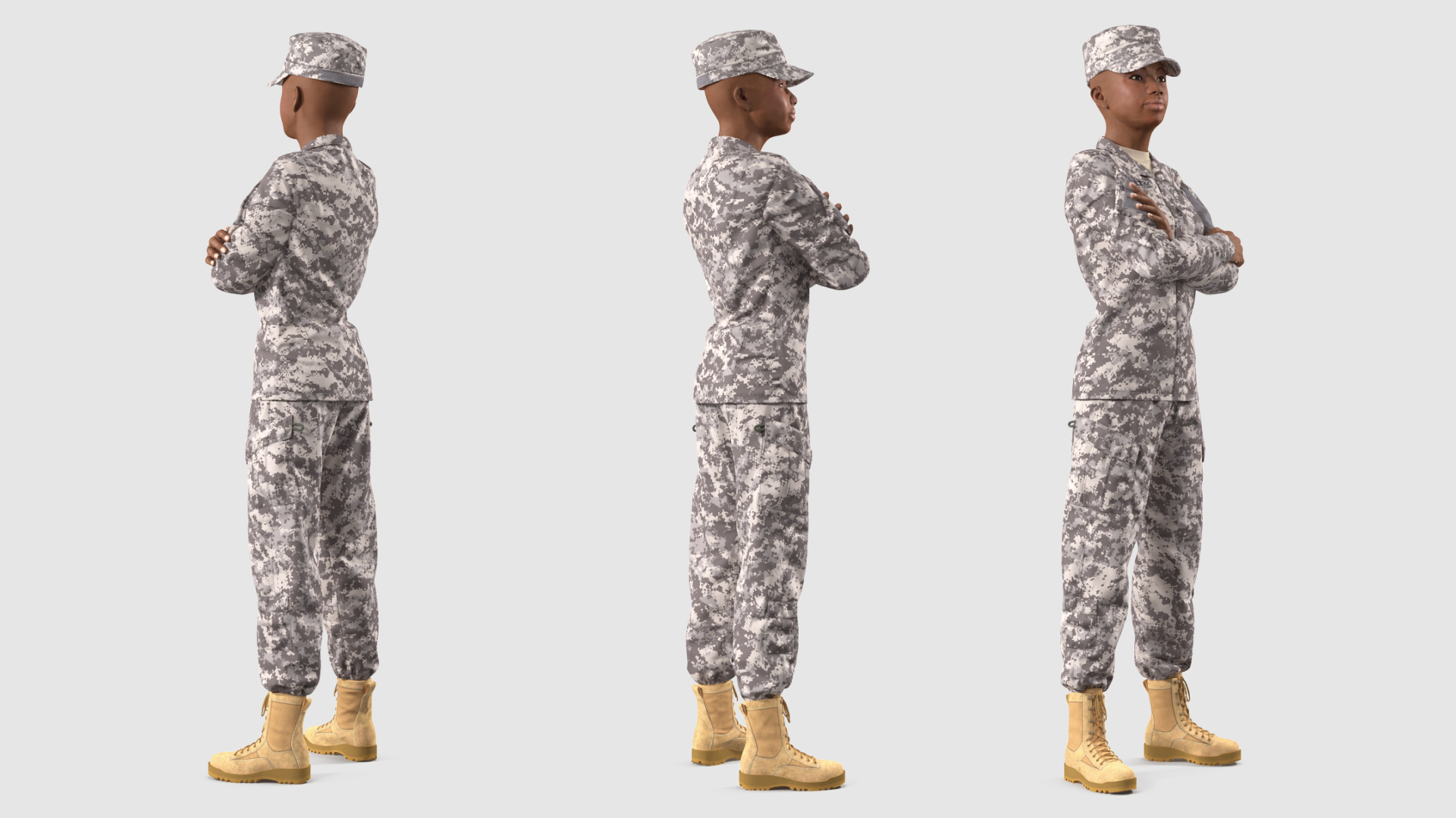 3D Black Female Soldier Military ACU model