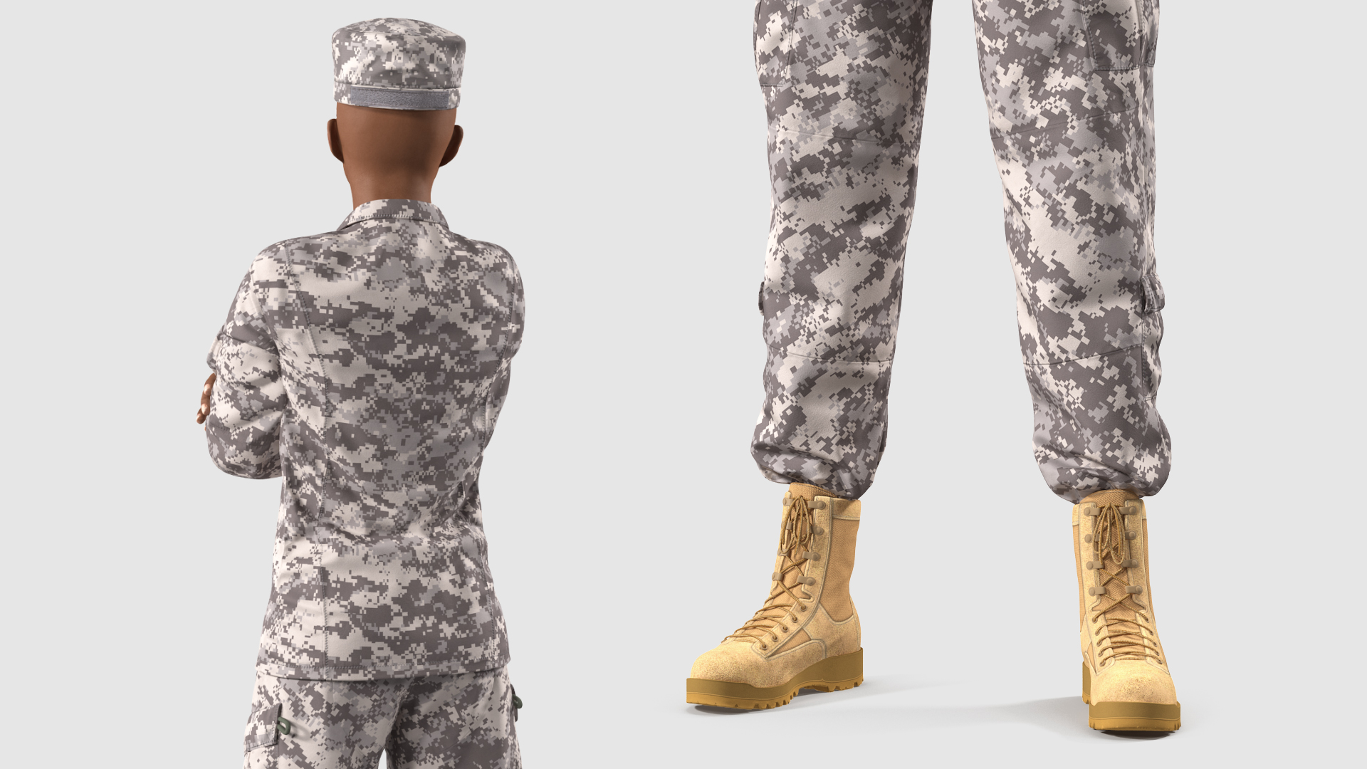 3D Black Female Soldier Military ACU model