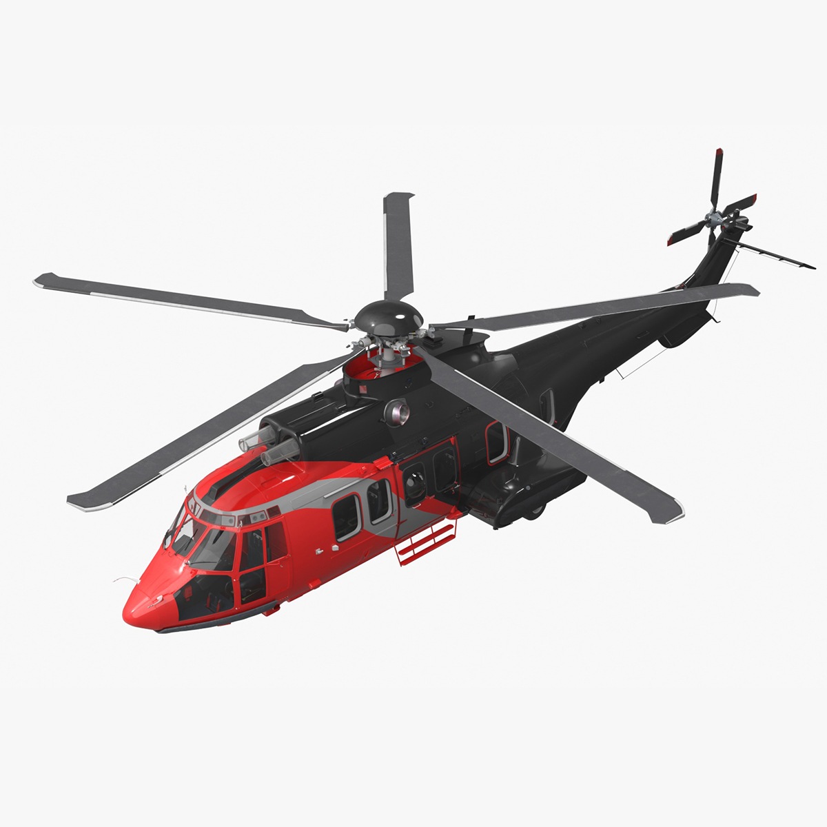 Civil Passenger Helicopter with Interior Rigged