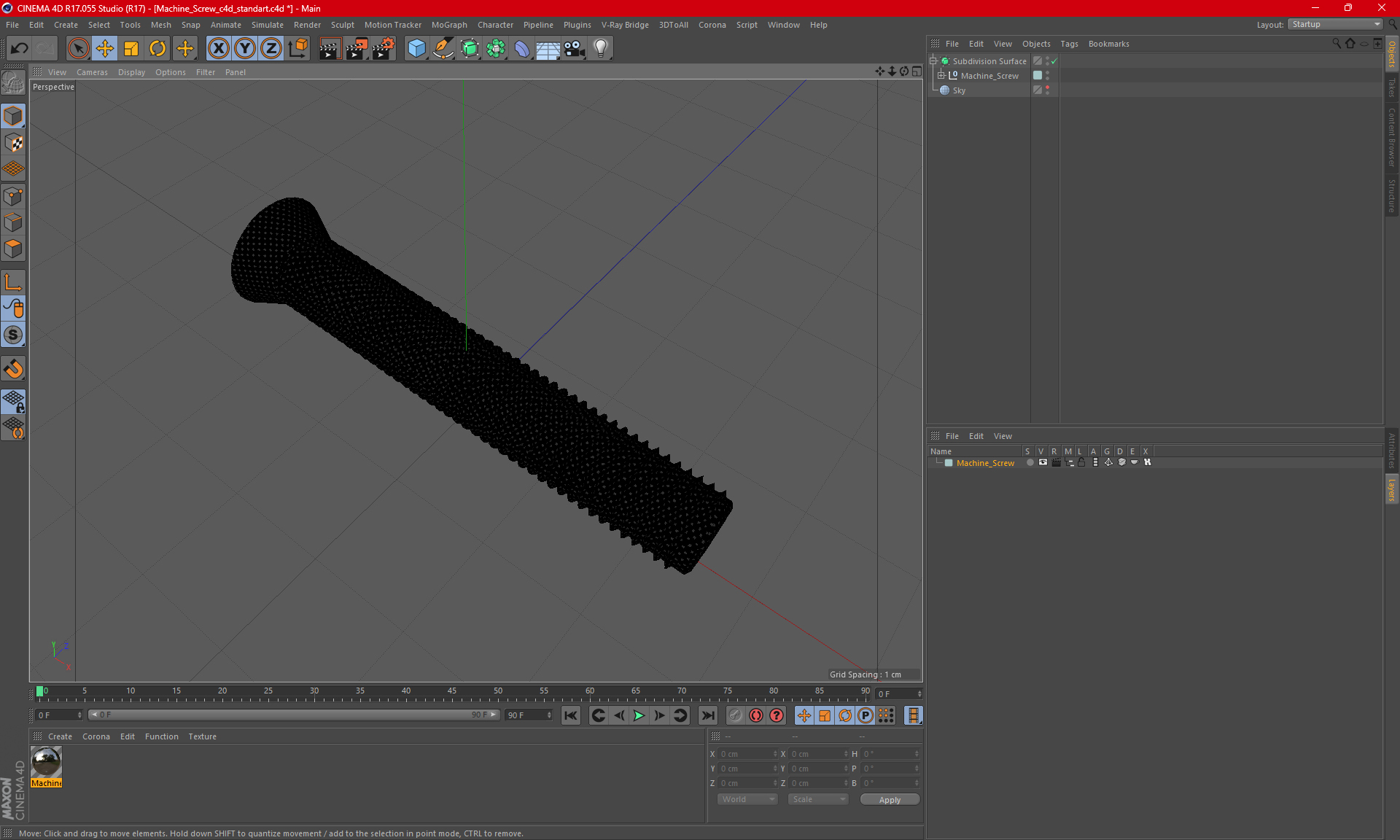 3D Machine Screw model