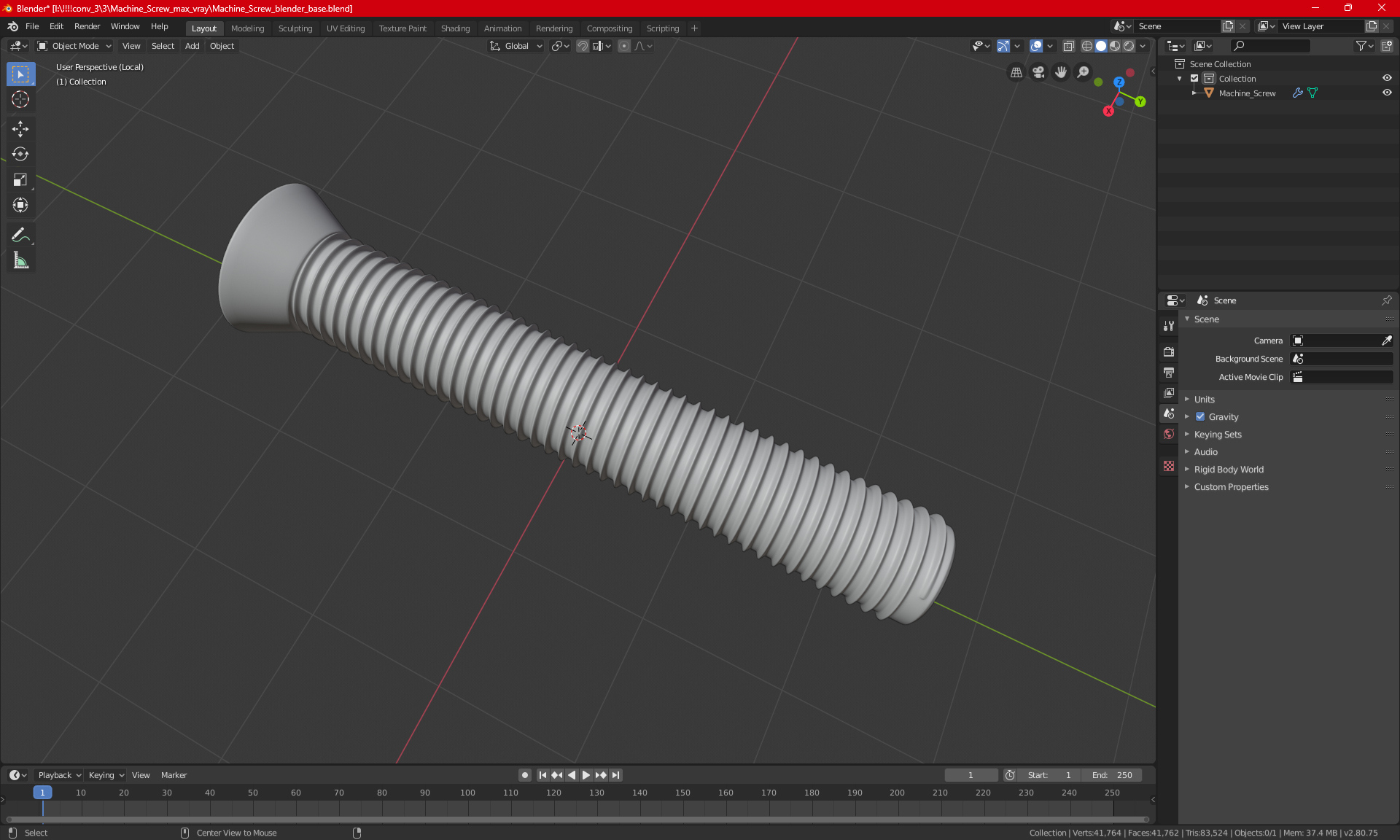 3D Machine Screw model