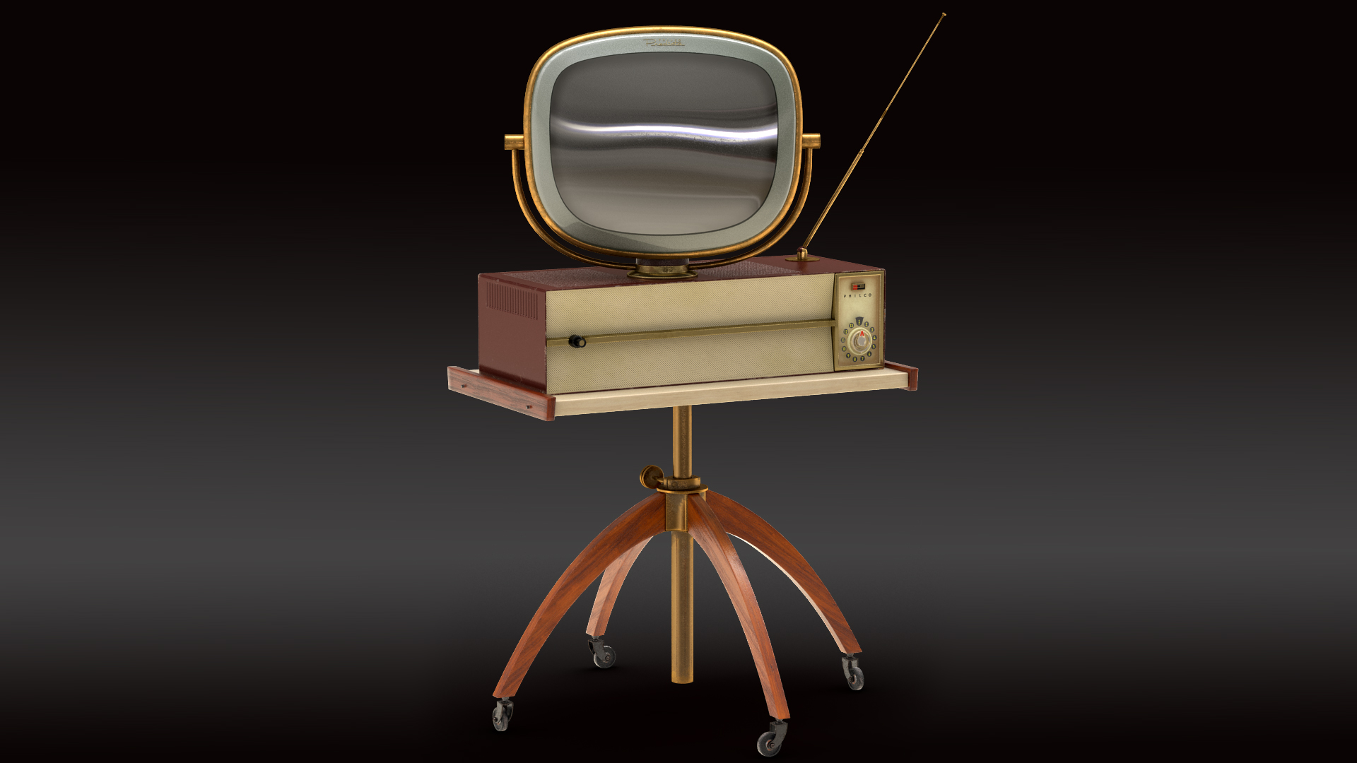 3D Retro 1959 Philco Predicta Princess Swivel TV with Stand