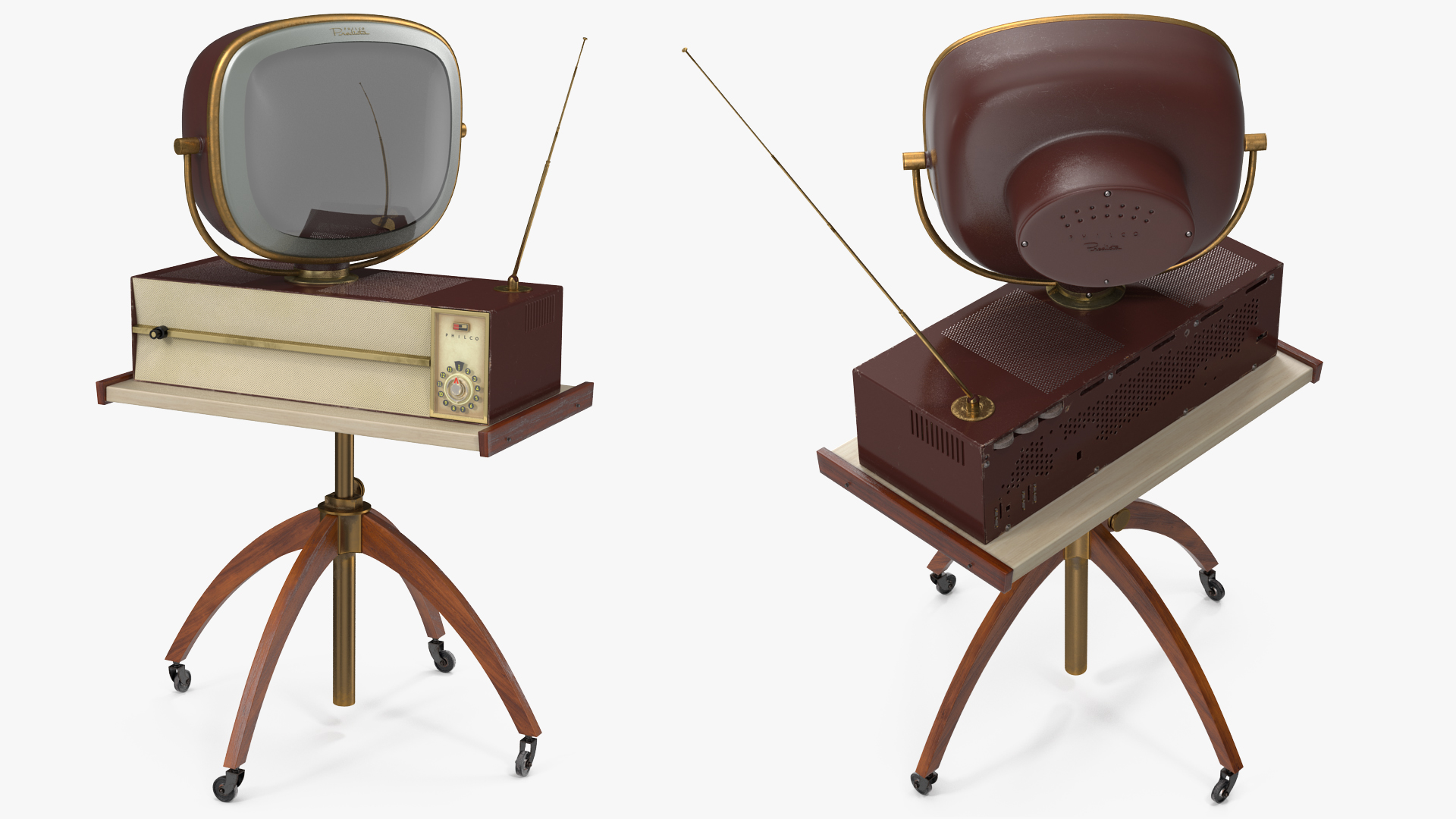 3D Retro 1959 Philco Predicta Princess Swivel TV with Stand