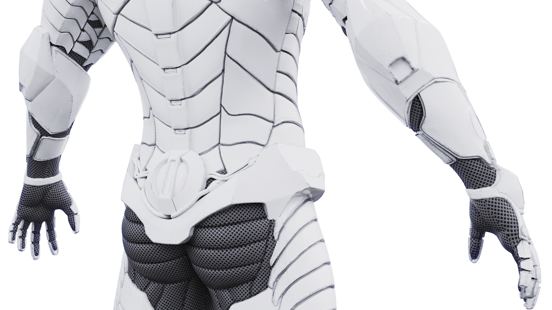 3D Sci-Fi Soldier White Suit Rigged for Cinema 4D