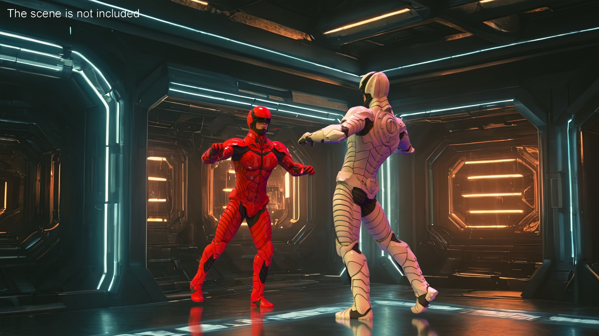 3D Sci-Fi Soldier White Suit Rigged for Cinema 4D