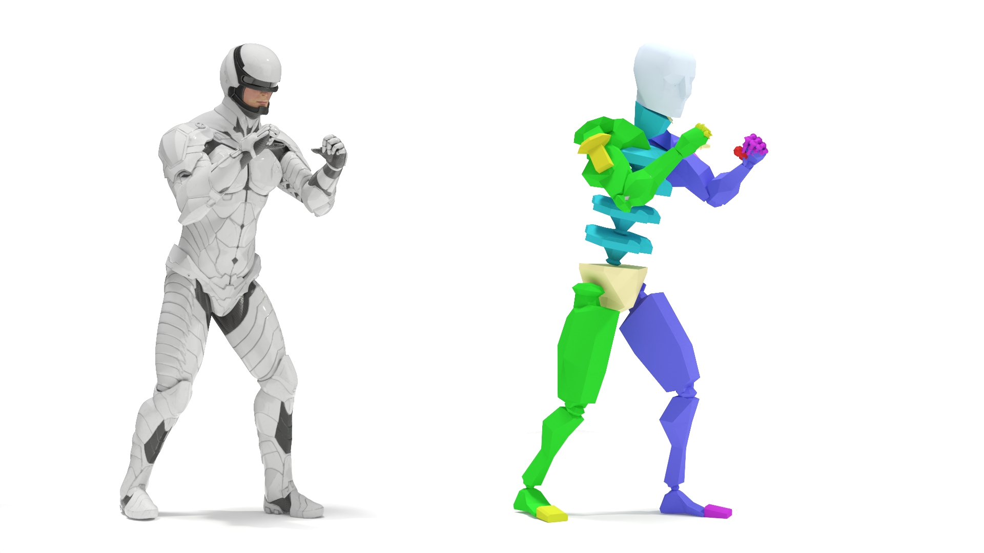 3D Sci-Fi Soldier White Suit Rigged for Cinema 4D