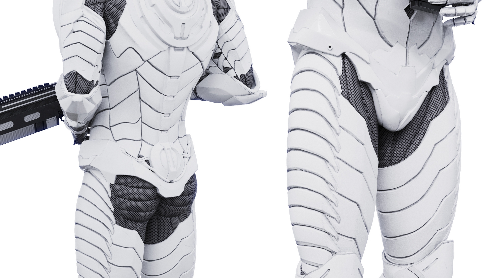 3D Sci-Fi Soldier White Suit Rigged for Cinema 4D