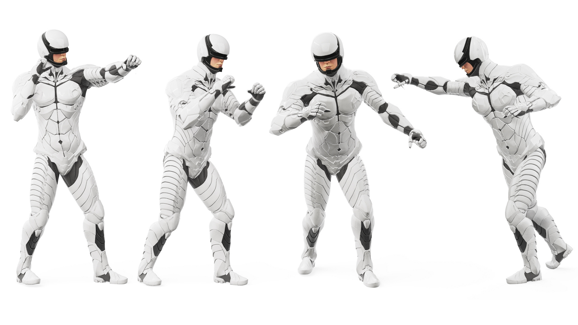 3D Sci-Fi Soldier White Suit Rigged for Cinema 4D