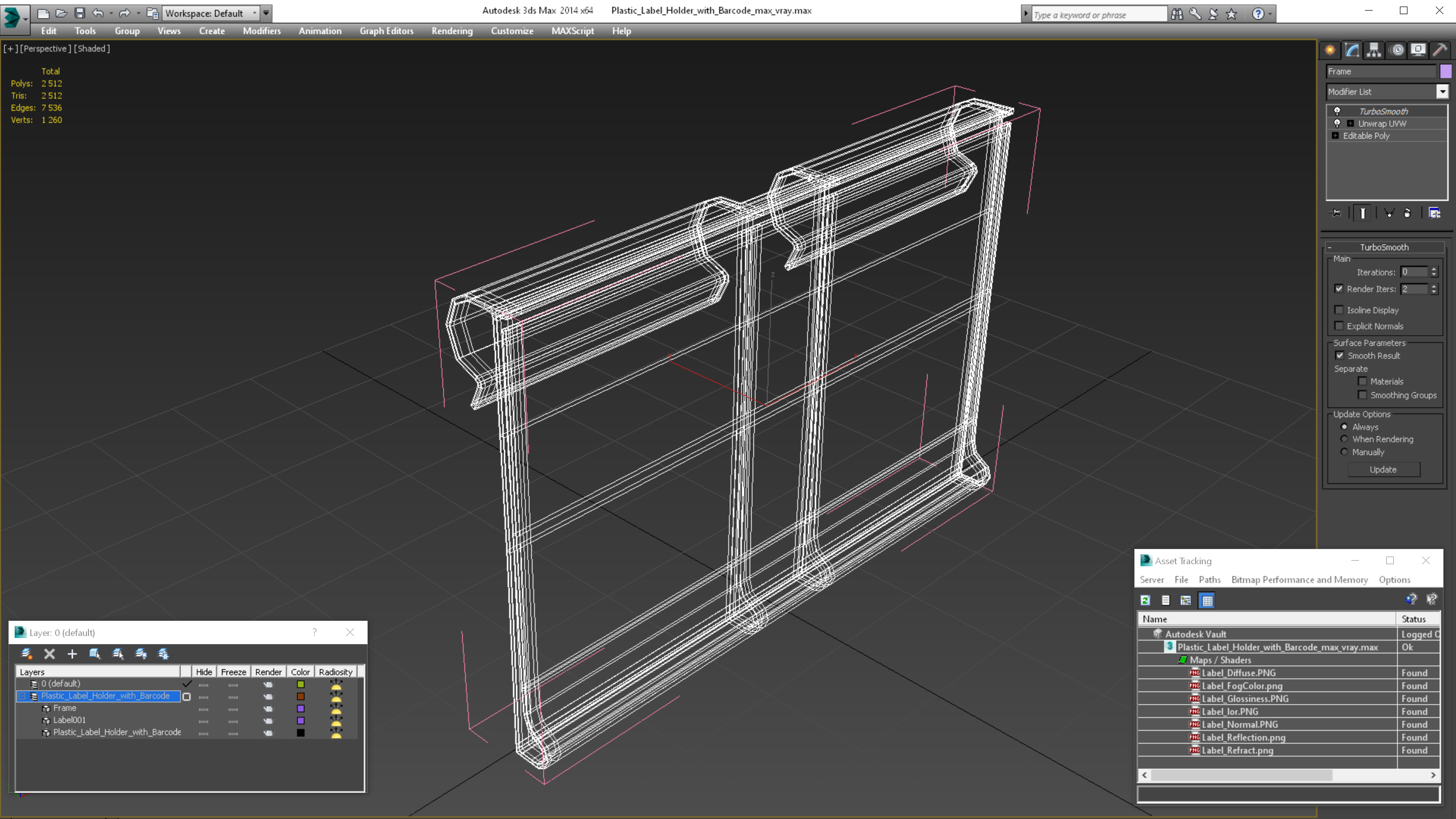 3D Plastic Label Holder with Barcode model