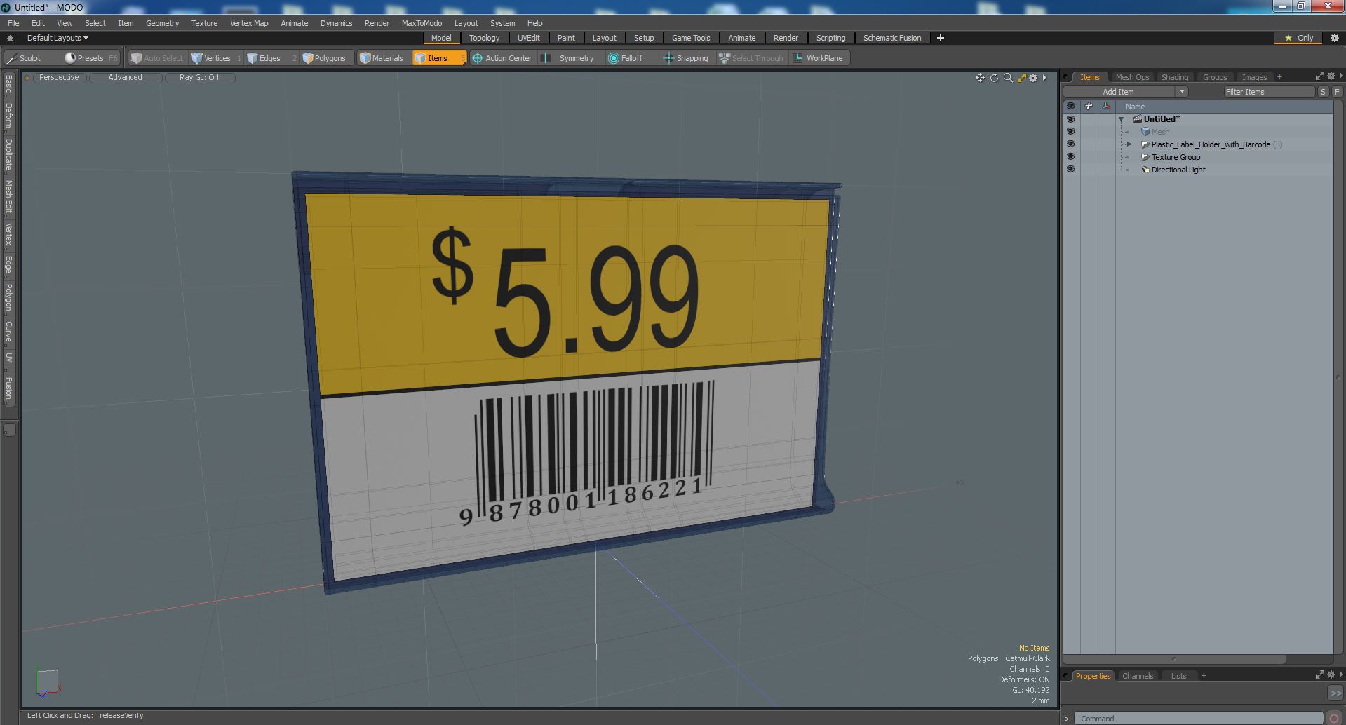 3D Plastic Label Holder with Barcode model