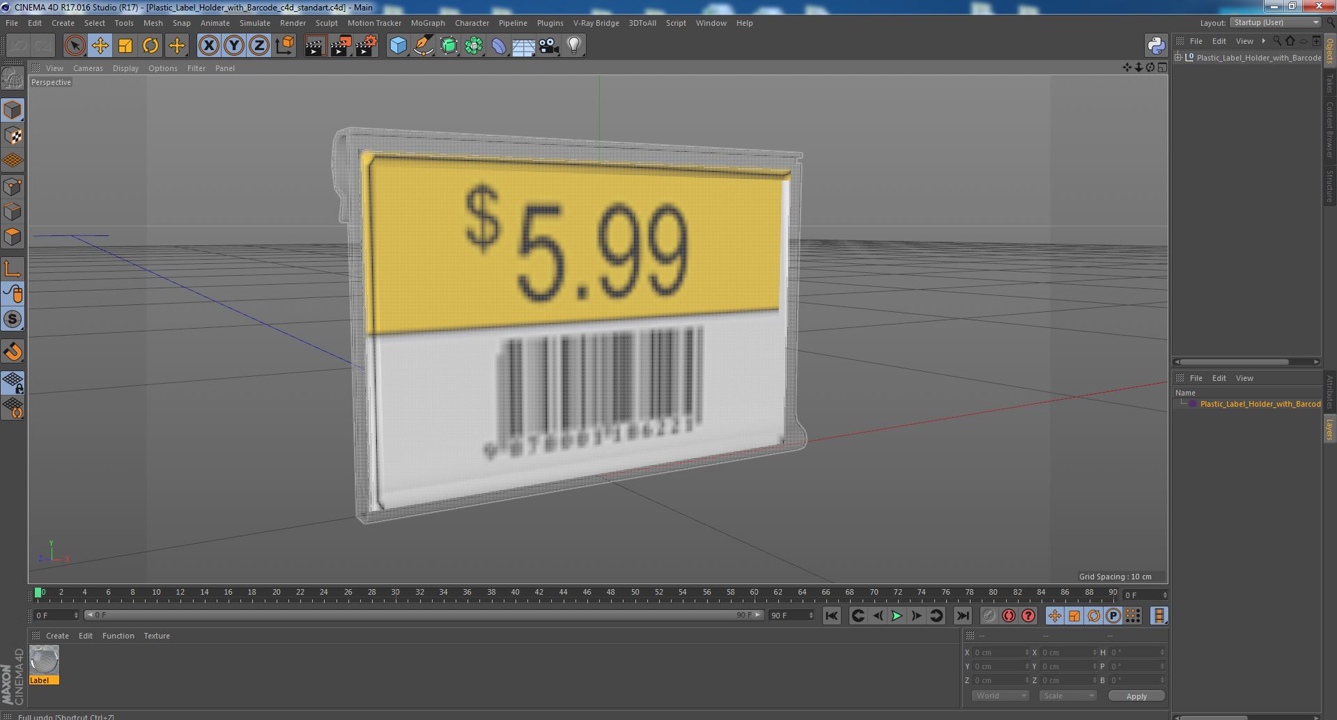 3D Plastic Label Holder with Barcode model