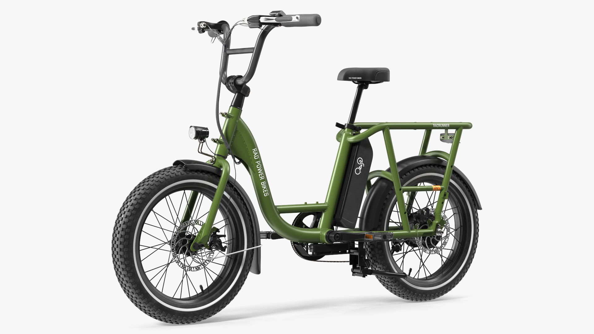3D model Two-Wheel Electric RadRunner Bike Green Rigged for Maya