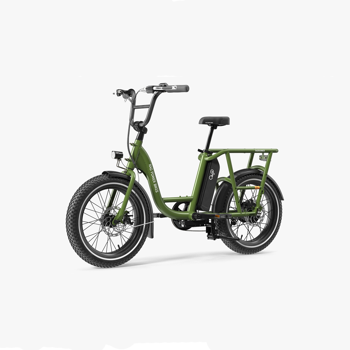 3D model Two-Wheel Electric RadRunner Bike Green Rigged for Maya