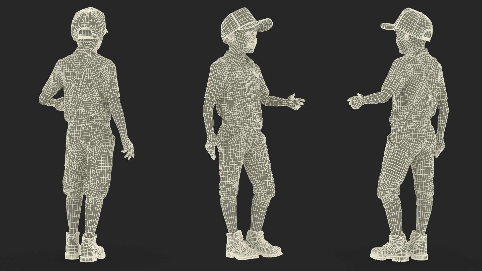 3D Realistic Vintage Boy in Trump Hat Fur model