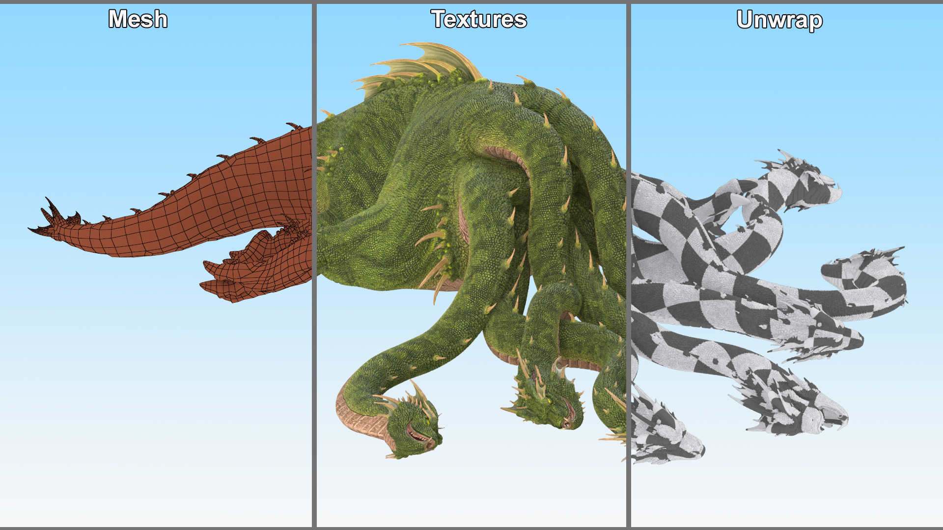 3D Hydra of Lerna Defeated Pose model