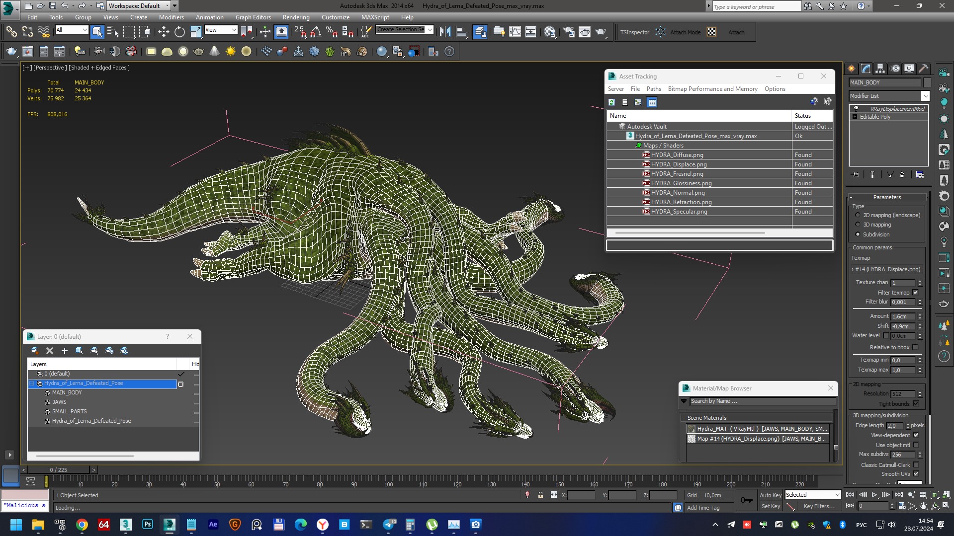 3D Hydra of Lerna Defeated Pose model