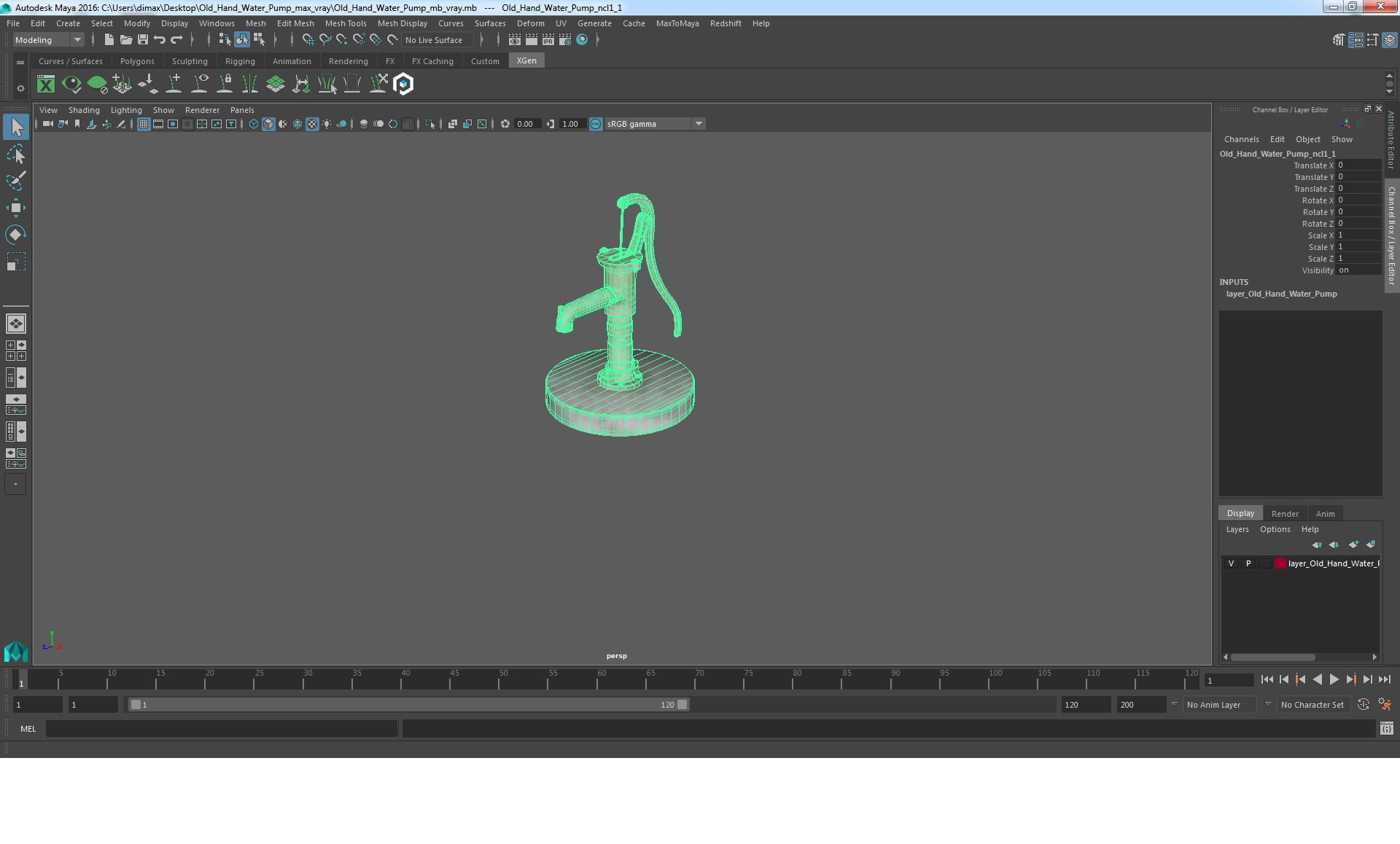 Old Hand Water Pump 3D model
