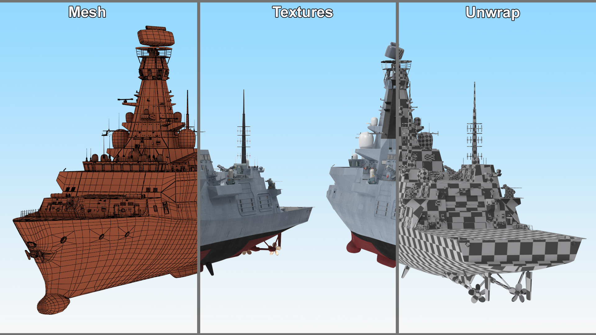 Type 26 Global Combat Ship Rigged for Cinema 4D 3D
