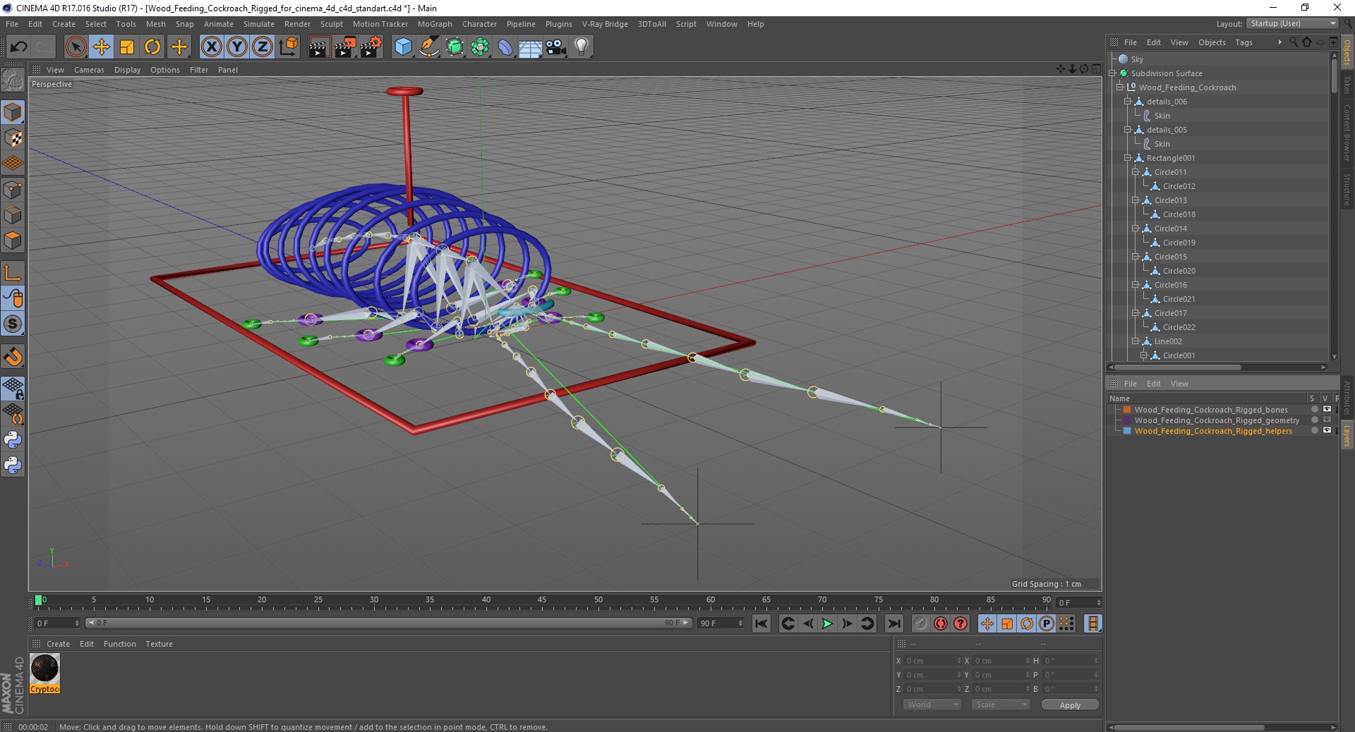 3D Wood Feeding Cockroach Rigged for Cinema 4D model