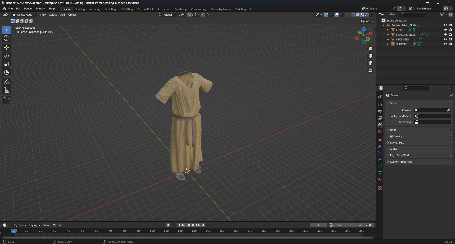 3D Ancient Priest Clothing model