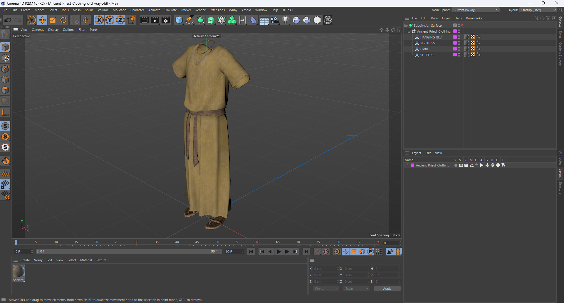 3D Ancient Priest Clothing model