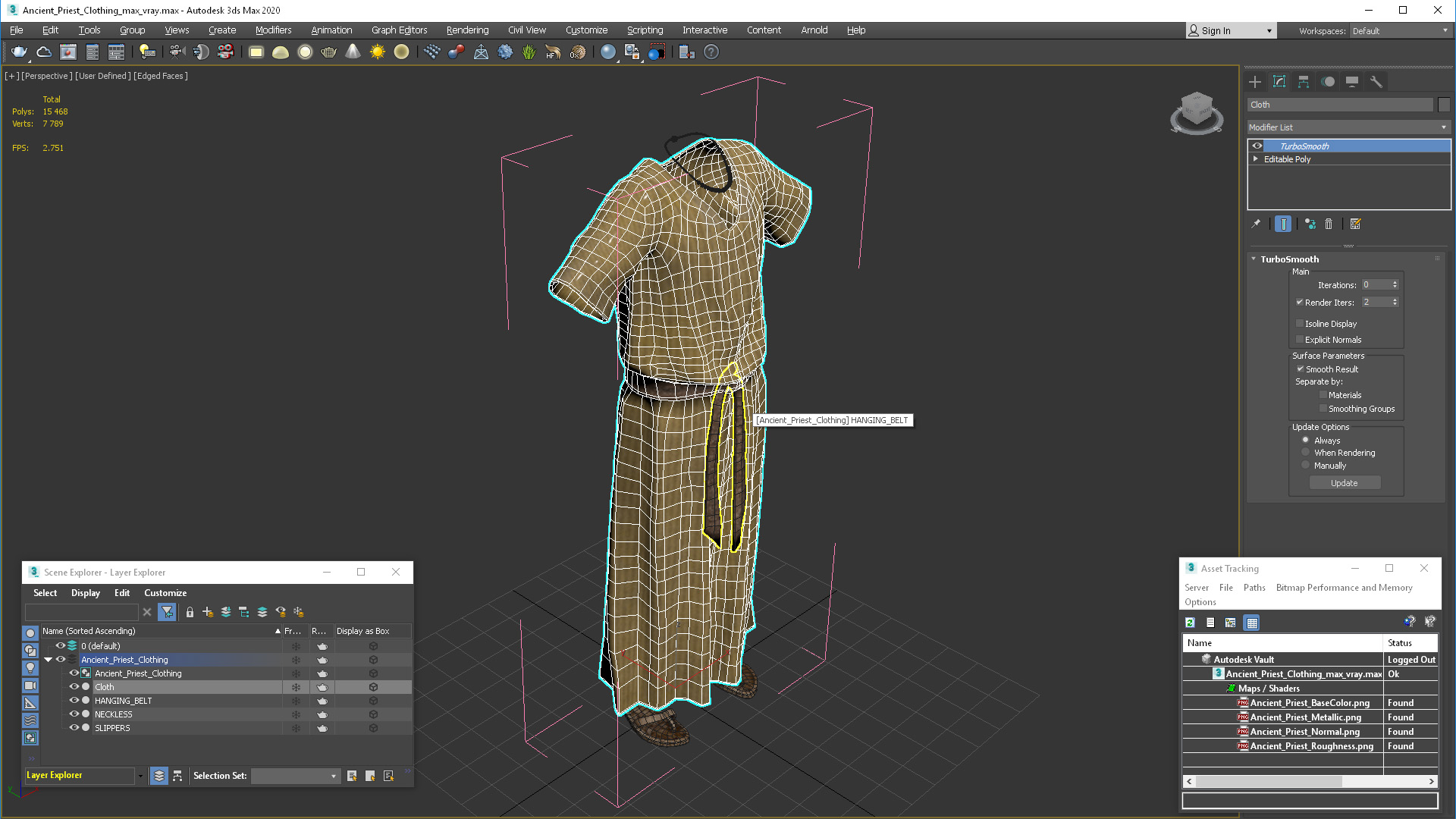 3D Ancient Priest Clothing model