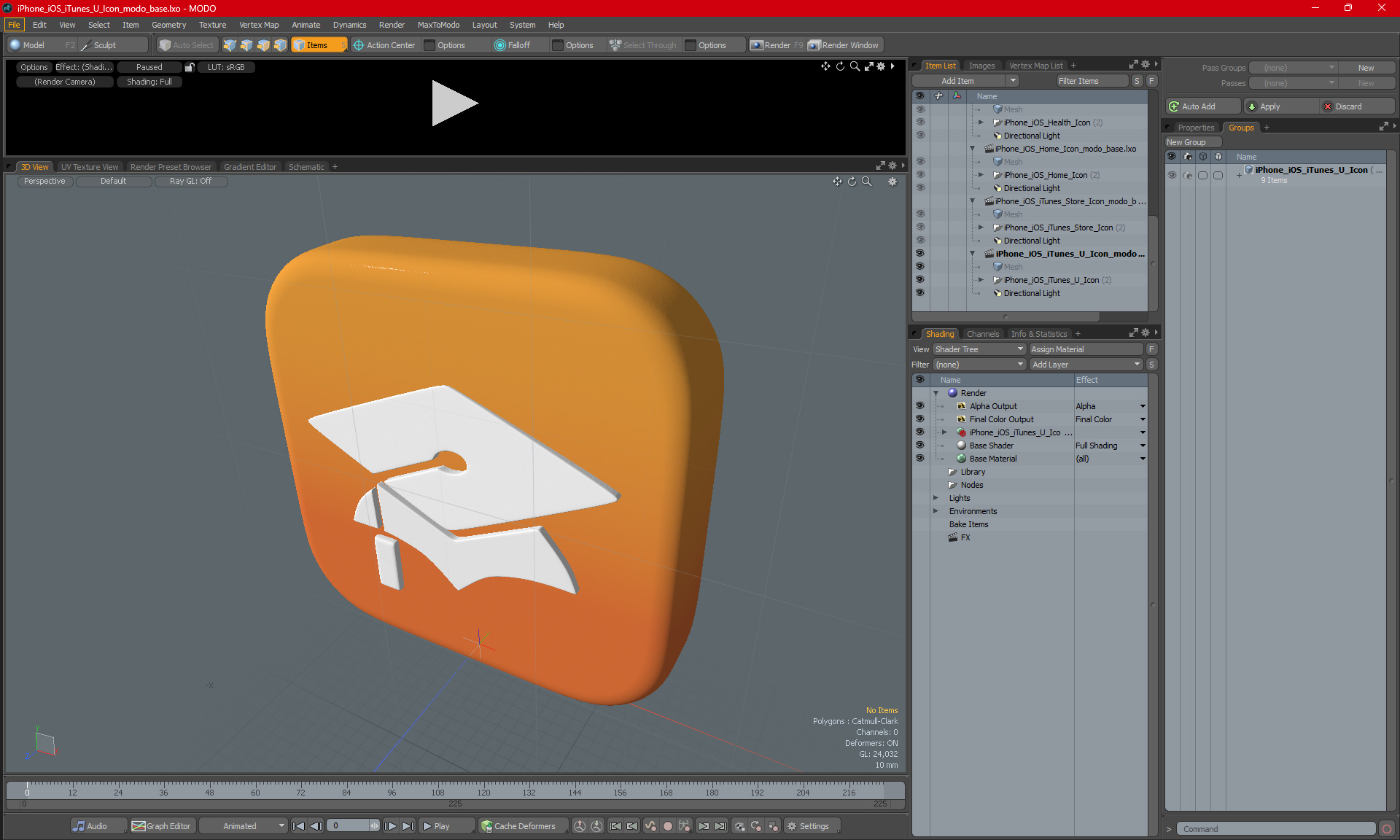 iPhone iOS iTunes U Icon 3D model