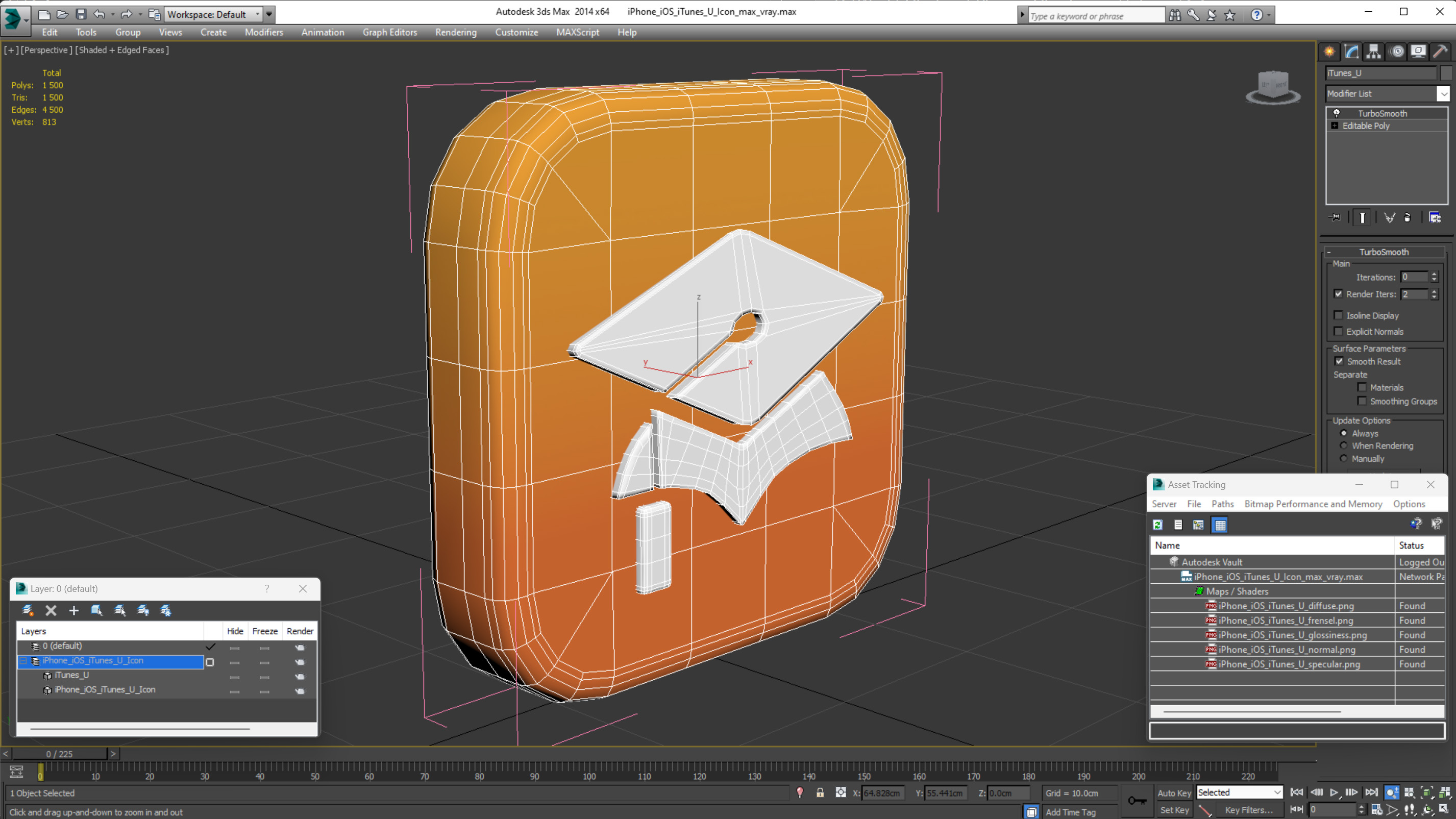 iPhone iOS iTunes U Icon 3D model