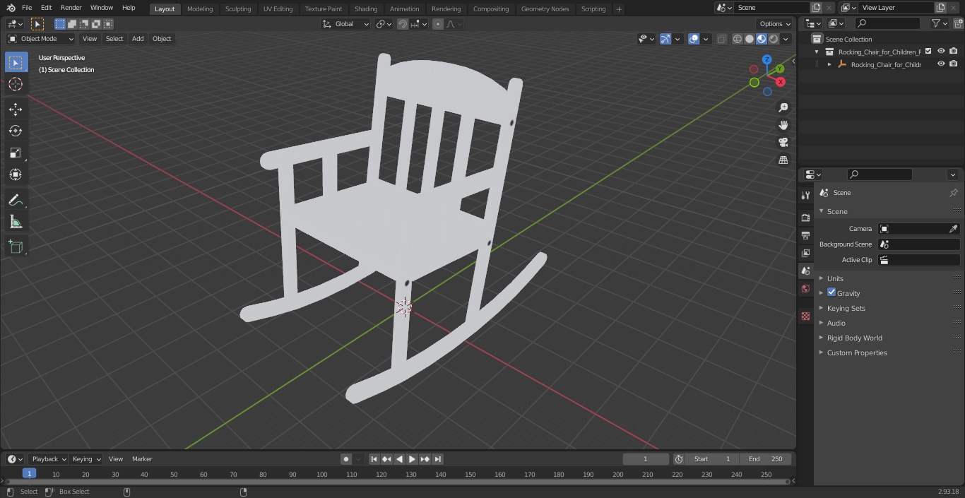 3D model Rocking Chair for Children Room IKEA SUNDVIK White